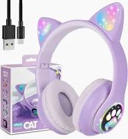 Дитячі бездротові навушники Bluetooth з LED котячими вушками BK-6149 фото