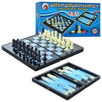 Шахи &bull; Шашки &bull; Нарди 3в1 MC1178/8899 Магнітні фішки &bull; Складна дошка &bull; 32 см &bull; 3 види гри в одному наборі BK-7563 фото