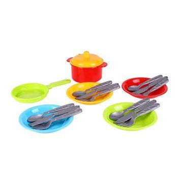 гр Набір посуду "Маринка 10" 1646 (30) "Technok Toys", каструля, сковорідка, кришка, 4 тарілки, 4 комплекти столових приладів, в пакеті BK-4840 фото
