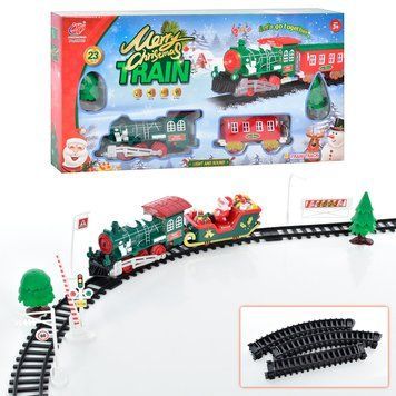 Іграшкова залізниця локомотив та 1 вагони на батарейках Marry Christmas TRAIN (звук. світ. ефекти) BK-6330 фото